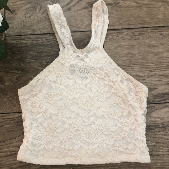 TELA white lace crop top size extra small - Picture 2 of 6